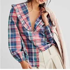 Free People Molly ruffle top size Large